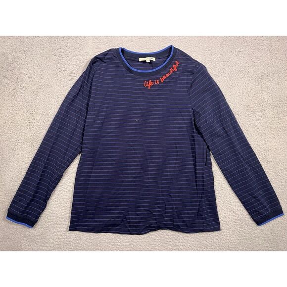 Tops - Les Serein Long Sleeve T-Shirt Blue Striped Large L‎ Life is Beautiful Stitching